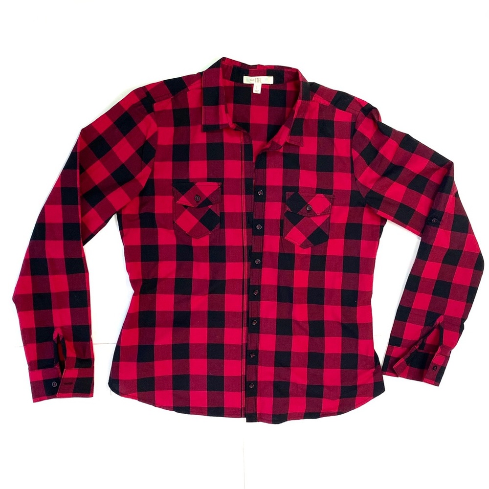 3 for $20 Jr’s Black & Red Plaid Button down shirt